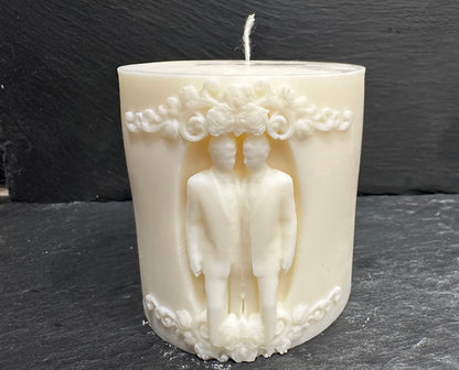 Happy Couple Wedding Pillar Candle