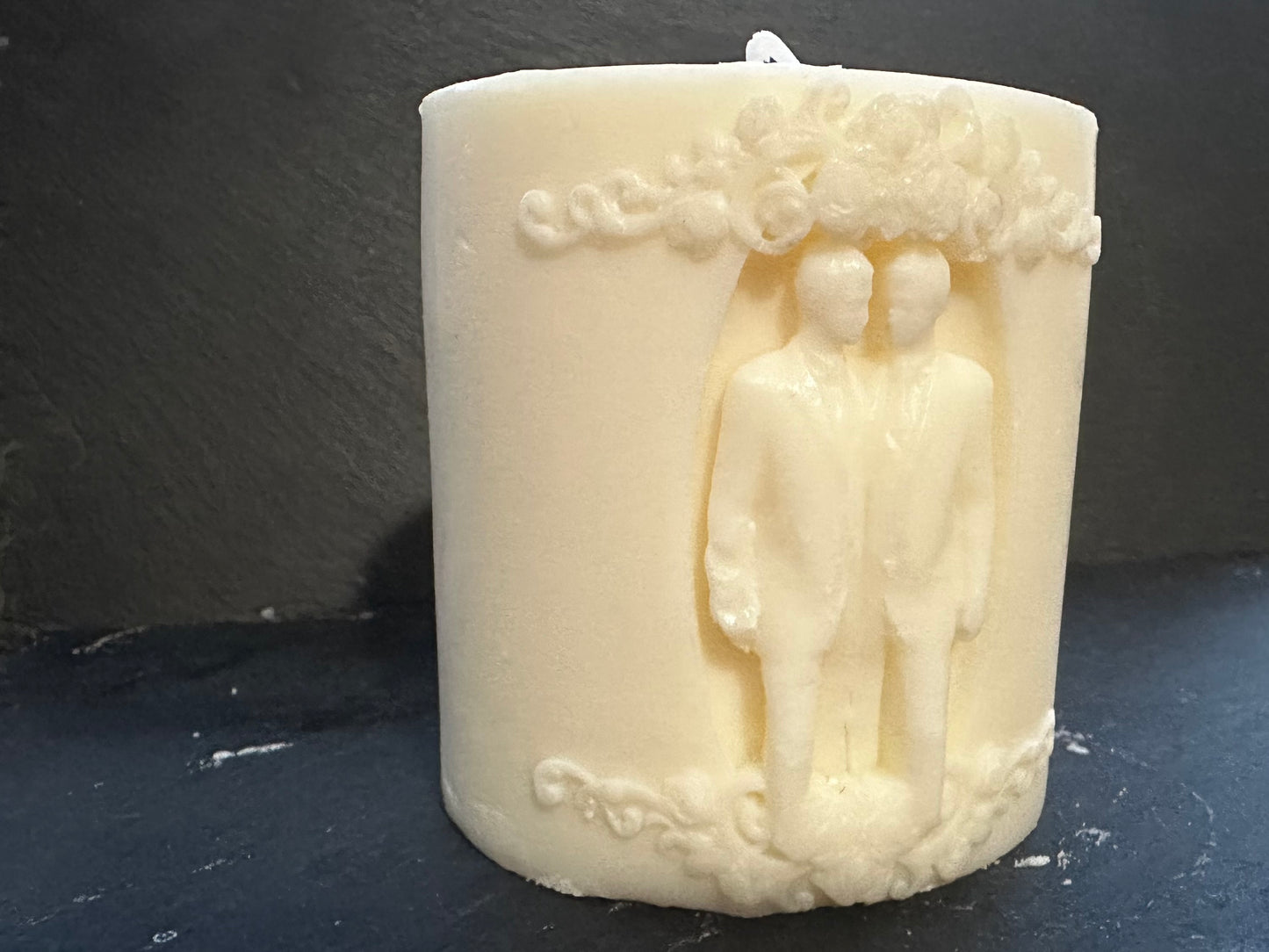 Happy Couple Wedding Pillar Candle