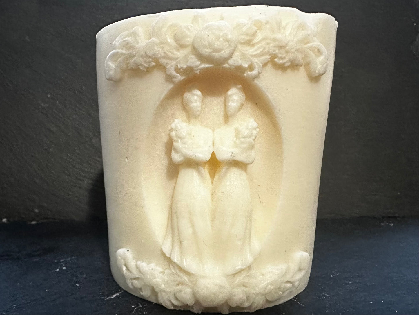 Happy Couple Wedding Pillar Candle