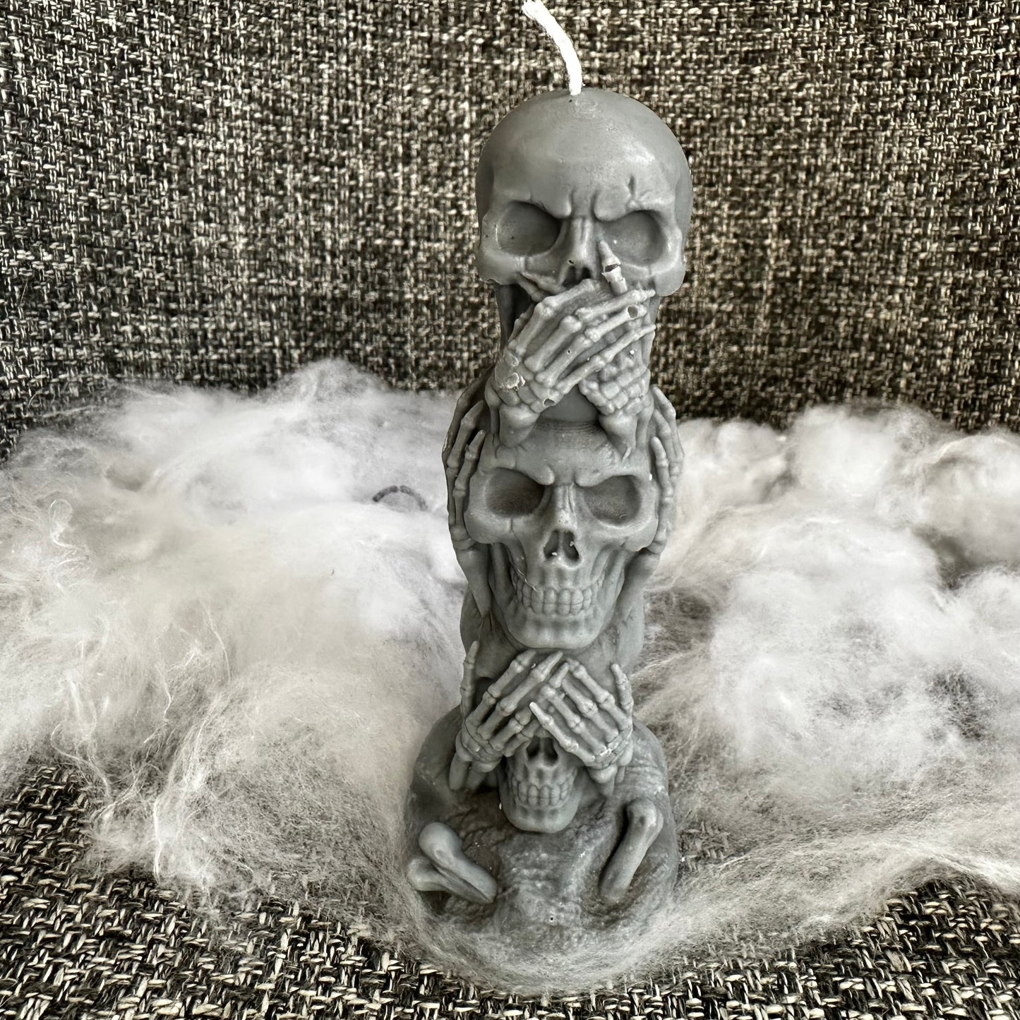 Hear, See and Speak no Evil Skull Candle